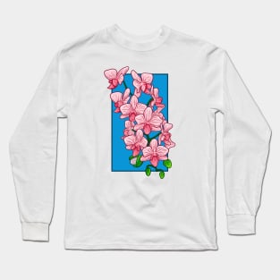 Vintage doodle illustration of Purple Orchid Long Sleeve T-Shirt